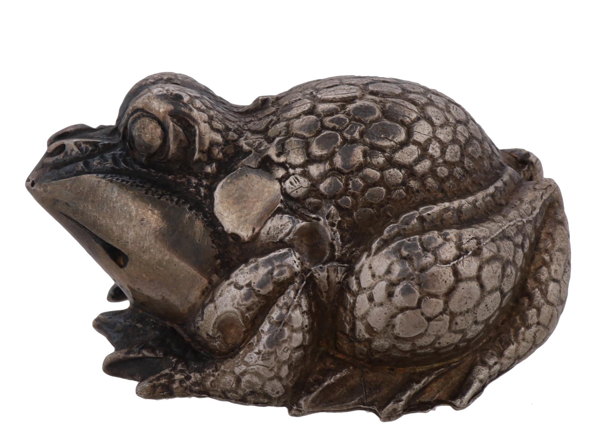 RUSSIAN SILVER PAPERWEIGHT FROG FIGURINE PIC-1